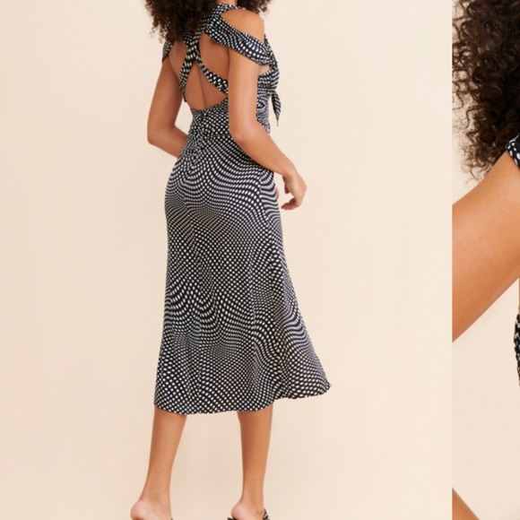 NWOT Beth Midi Dress in Black and White Polka Dots XS - Picture 4 of 10